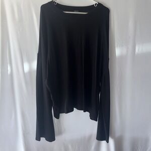Bleusalt Oversized Long Sleeve  Black Crew neck top women Size 6 XXXL 3X Malibu